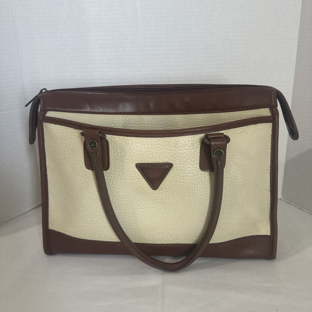 Vintage Guess Leather Beige Brown Handbag